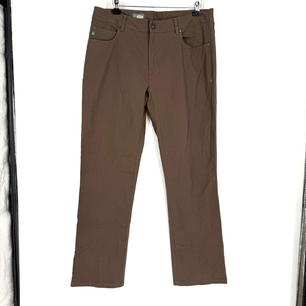 Stio Mens Coburn Pants Size 36 Nylon Stretch Brown Twill Hiking Trail Travel